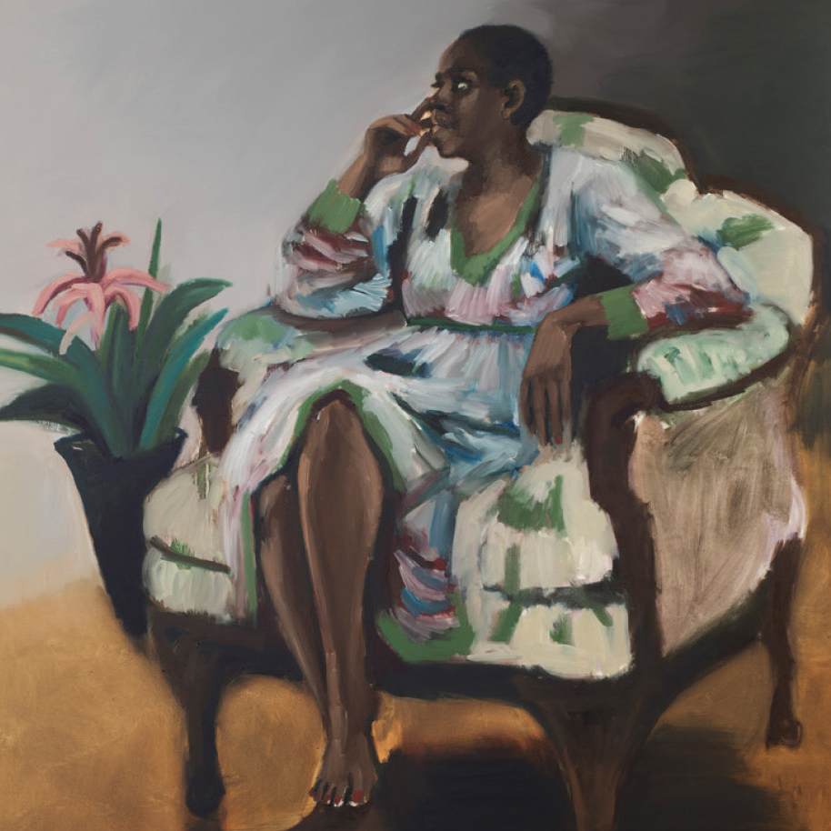 Painting of a woman seated in an armchair